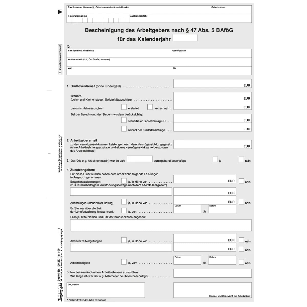 Verdienstbescheinigung des Arbeitgebers - 266533-004