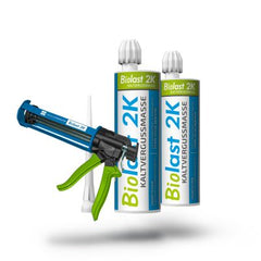 Kalteverguss, Biolast 2K, Starterpack, inkl. Kartuschenpistole und Abstreumaterial – VPE 2x425 g