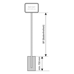 Rohrrahmen Rechteck für Schildmaß: 420x630, Standrohr ø 60 mm IVerkehrszeichen E47