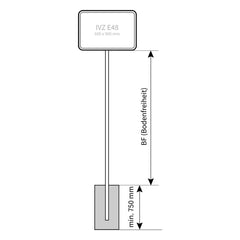 Rohrrahmen Rechteck H 600xB 900, 3.000 mm Standrohr Stahl feuerverzinkt, ø 60 mm, Wandstärke 2,0 mm, IVerkehrszeichen Typennummer E48