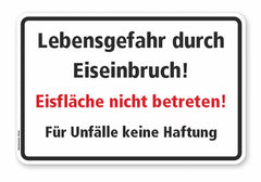 WH-E-08 - Lebensgefahr duch Eiseinbruch! Eisfläche nicht betreten! Für Unfälle keine Haftung, RA2