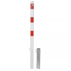 Absperrpfosten herausnehmbar verzinkt, weiß-rot, 2 Ösen, Ø 60 x 2,5 mm