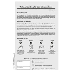 Einführungsblatt Wohngeldantrag Mietzuschuss, A4, 1000 Stück