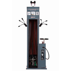 Fahrrad-Reparaturstation mit Kabelset B, verzinkter Stahl, thermoplast beschichtet in RAL 7016 (antrazit), Edelstahl-Pumpenkolben, metallverstärkter Schlauch und Pumpenkopf