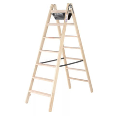 Stufen-Stehleiter Holz beidseitig begehbar 2x7 Stufen