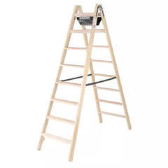 Stufen-Stehleiter Holz beidseitig begehbar 2x8 Stufen
