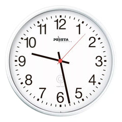 Funk-Wanduhr, Durchm. 300 mm, Kunststoffgehäuse weiß, Ziffernblatt weiß, arabische Ziffern