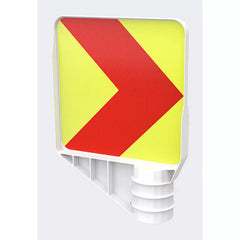 VARIO-Kurvenleittafel, Linker Fahrbahnrand für Rechtskurven, rot-gelb, Vorderseite blank-Rückseite reschtsw. (VE 5 St.)