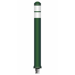 flexible Stilpoller City DK-7, 800 x ø 80 mm, grün - 2 weiße Reflexfoliestreifen