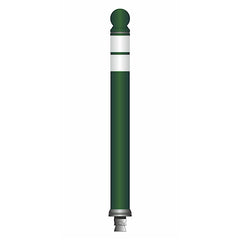 flexible Stilpoller City DK-7, 870 x ø 80 mm, grün RAL6007 - 2 weiße Reflexfoliestreifen, Kugelkopf