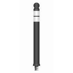flexible Stilpoller City DK-7, 870 x ø 80 mm, schwarz - 2 weiße Reflexfoliestreifen, Kugelkopf
