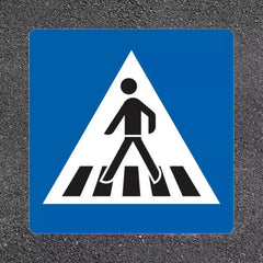 Thermoplastische Fahrbahnmarkierung, Gefahrzeichen, Fußgängerüberweg