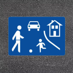 Thermoplastische Fahrbahnmarkierung, Gefahrzeichen, verkehrsberuhigten Bereichs