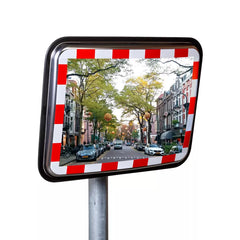 Verkehrsspiegel aus Edelstahl, 450 x 600 mm, mit Kunststoffrahmen