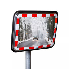 Verkehrsspiegel aus Edelstahl, vereisungsfrei, 450 x 600 mm, mit Kunststoffrahmen