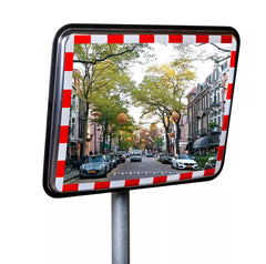 Verkehrsspiegel aus Edelstahl, 600 x 800 mm, mit Kunststoffrahmen