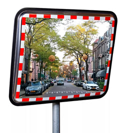 Verkehrsspiegel aus Edelstahl, 800 x 1000 mm, mit Kunststoffrahmen