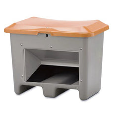 Streugutbehälter Plus3 aus GFK mit Untenentnahme und Staplertaschen, 200 Liter, orange-grau