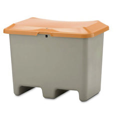Streugutbehälter Plus3 aus GFK mit Staplertaschen, 200 Liter, orange-grau