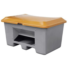 Streugutbehälter Plus3 aus GFK mit Untenentnahme und Staplertaschen, 400 Liter, orange-grau
