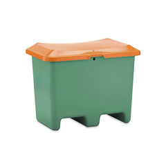 Streugutbehälter Plus3 aus GFK mit Staplertaschen, 200 Liter, orange-grün