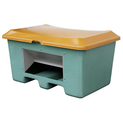 Streugutbehälter Plus3 aus GFK mit Untenentnahme und Staplertaschen, 400 Liter, orange-grün