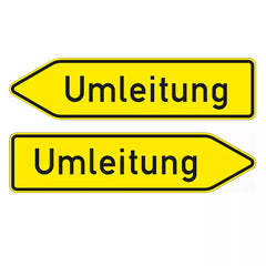 Verkehrszeichen VZ454-40 Umleitungswegweiser, doppelseitig - 350x1250 2 mm RA2