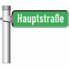 Straßennamensschild mit C-Profilrahmen, grün, 200x800, RA2, Schrift beidseitig in weiß