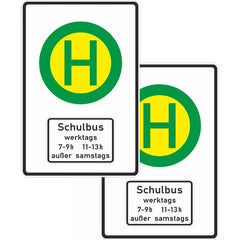 Verkehrszeichen224-41 Schulbushaltestelle mit Zusatzzeichen 1042-36 doppelseitig - 900x600 3 mm RA2