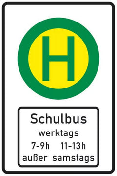 Verkehrszeichen224-51 Schulbushaltestelle mit Zusatzzeichen 1042-36 - 900x600 3 mm RA2