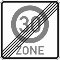 Verkehrszeichen 274.2 Ende einer Tempo 30-Zone - 600x600 Randform RA2