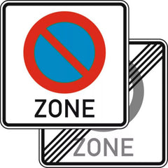 Verkehrszeichen VZ290.1-40 Beginn eines eingeschränkten Haltverbots für eine Zone, doppelseitig - 600x600 2 mm RA2