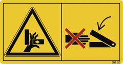Niemals in den Quetschgefahrenbereich...(Querformat), Symbolschild, ISO 11684