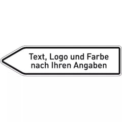 Pfeilwegweiser weiß mit Text, Logo und Farbe nach Ihren Angaben, Kombischild