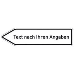 Pfeilwegweiser weiß mit Text nach Ihren Angaben, Textschild