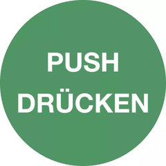Piktogramm PUSH DRÜCKEN, Textschild