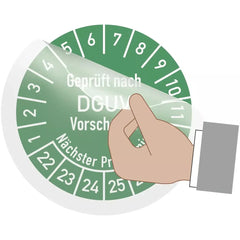 Transparentes Schutzlaminat für Prüfplaketten, Folie, Ø 30 mm, 10 Stück/Bogen