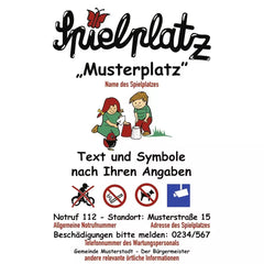 Spielplatzschild in Sonderanfertigung, Kombischild, DIN EN 1176-7