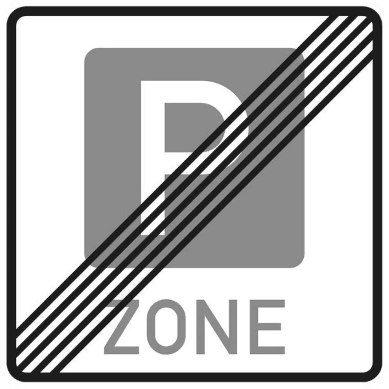 Verkehrszeichen 314.2 Ende einer Parkraumbewirtschaftszone - 600x600 2 mm RA2