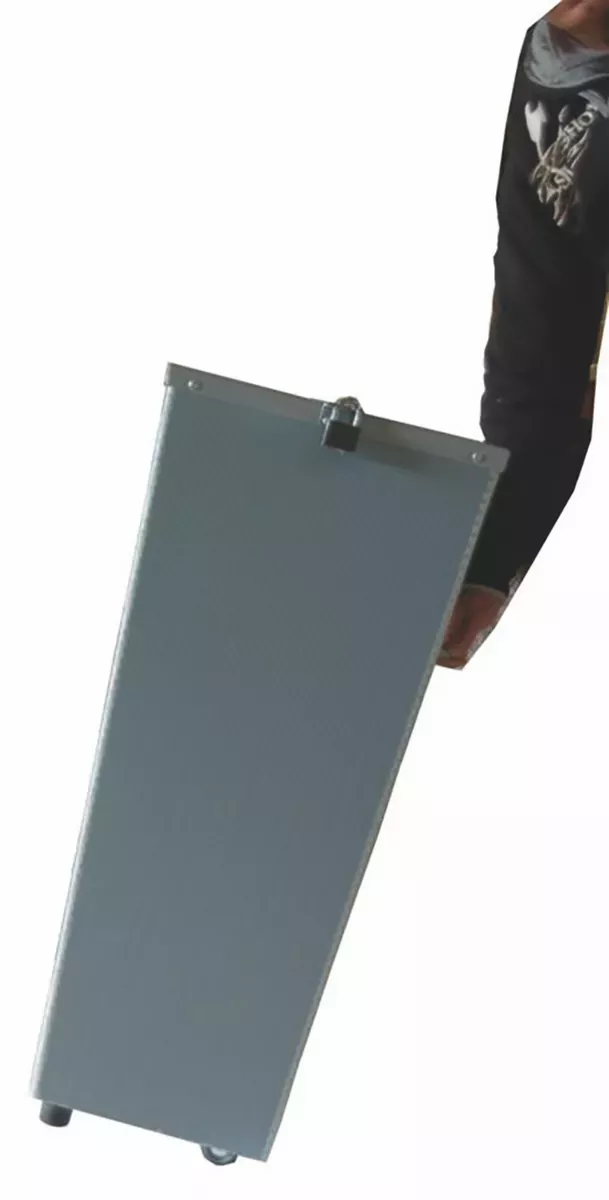 Wahlurne aus Kunststoff 80L, H.90 x B.35 x T.35 cm mit Einwurfschlitz 25 x 2 cm, hellgrau, mit Vorhängeschloßvorrichtung, mit Einwurfschlitzverschluß, mit Rollen