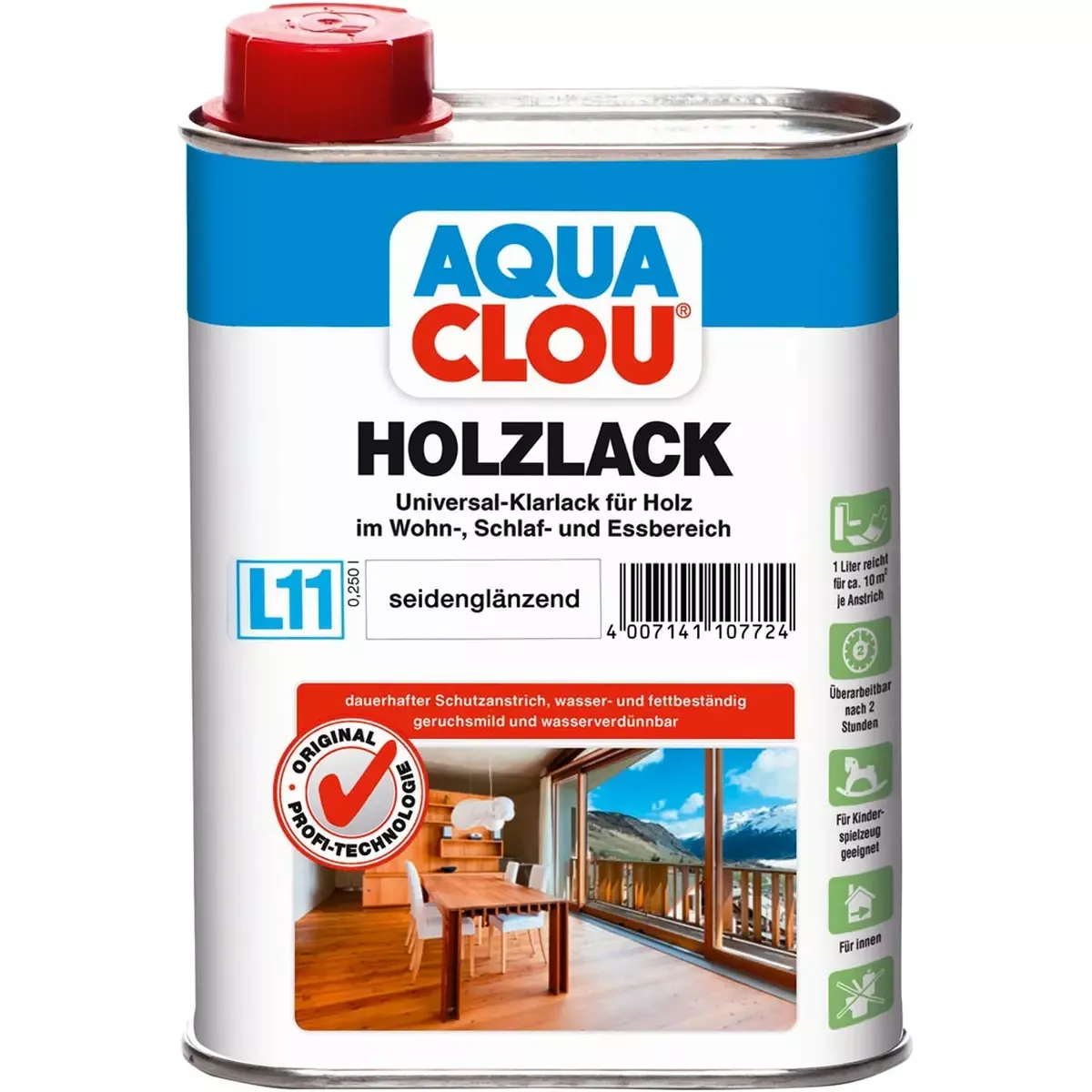 Clou Holzlack L11, farblos, seidenmatt, 750 ml Dose