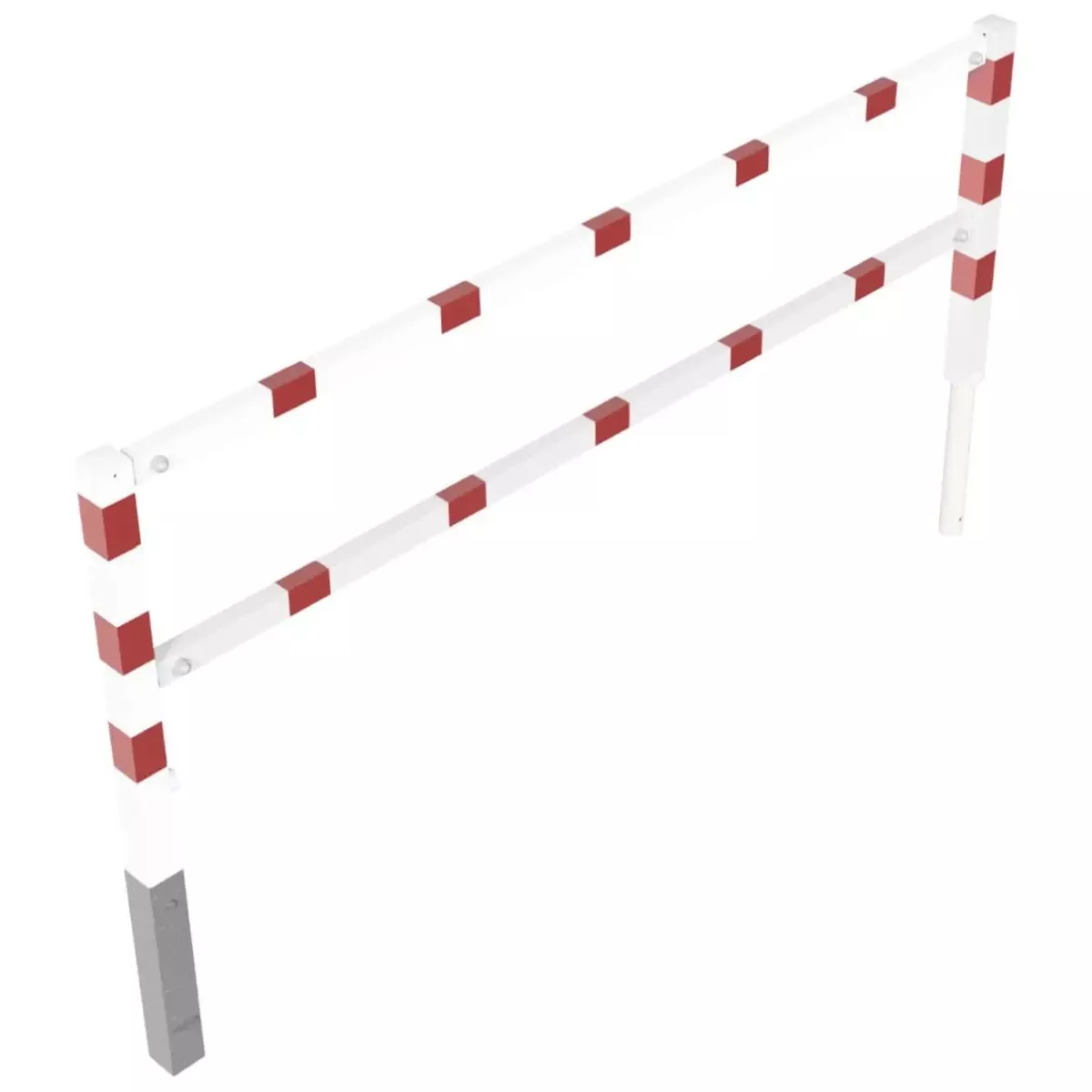 Wegesperren 2,50 m, mit Knieholm, verzinkt, rot-weiß