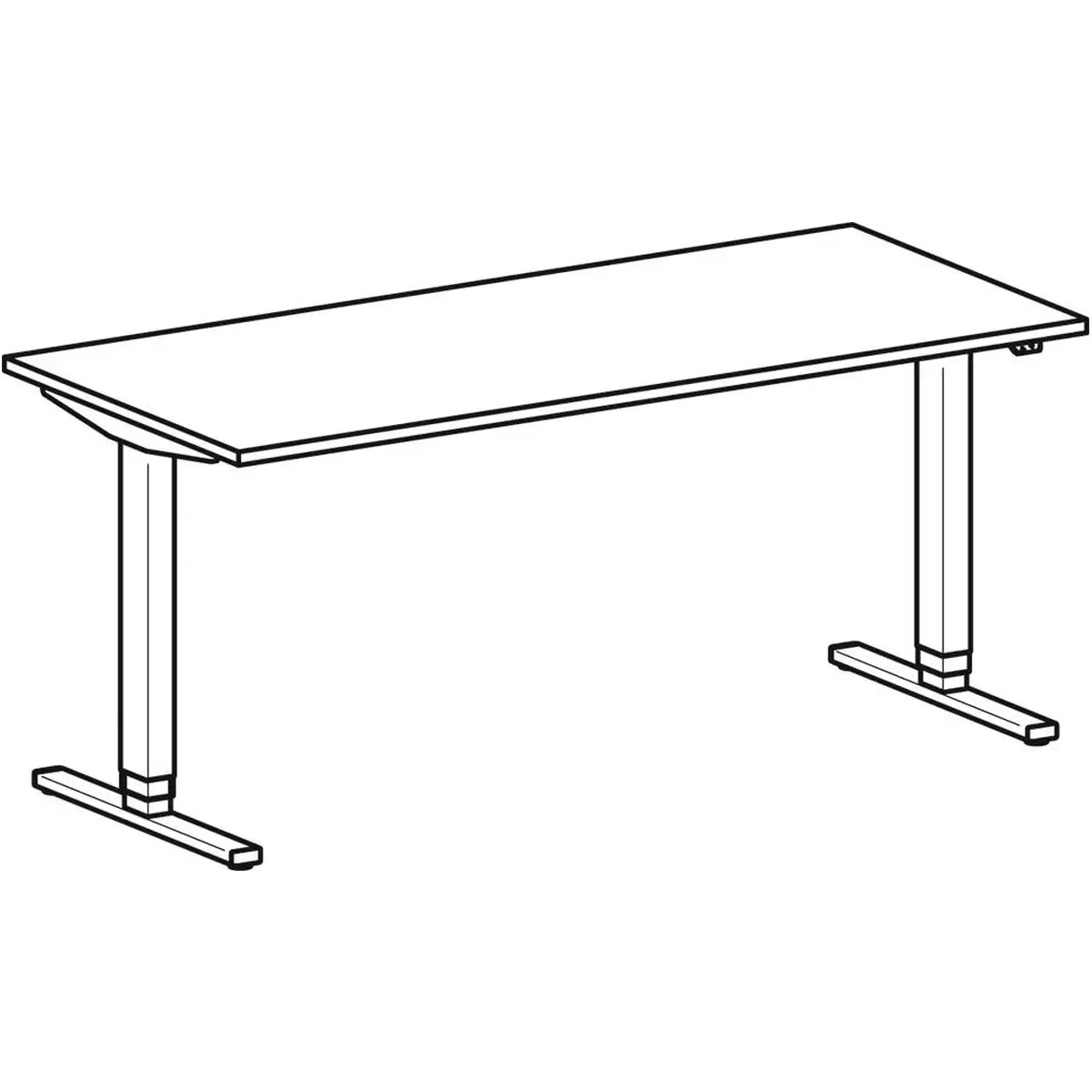 Schreibtisch, elektr. höhenverstellbar, BxTxH 1800x800x650-1250 mm, Melamin-Platte 25 mm, lichtgrau/silber