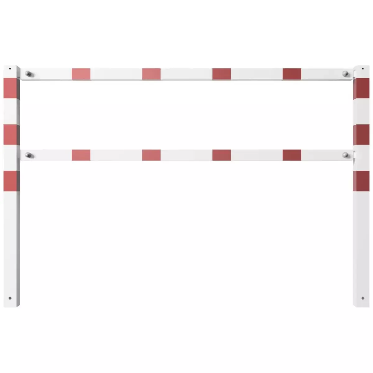Wegesperren aus Vierkantrohr 70x70 mm mit Knieholm, Br.2000xH.900 mm, weiß - rot, zusammenschraubbar