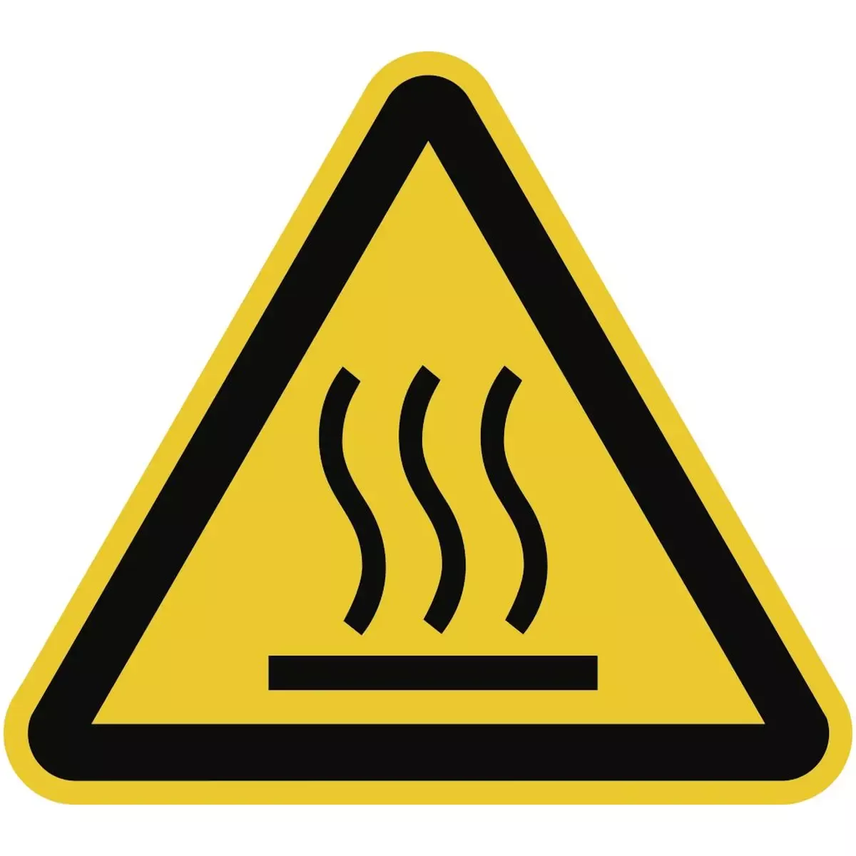 Warnung vor heißer Oberfläche ISO 7010, Polyesterfolie, 30 mm SL, 6 Stück/Bogen