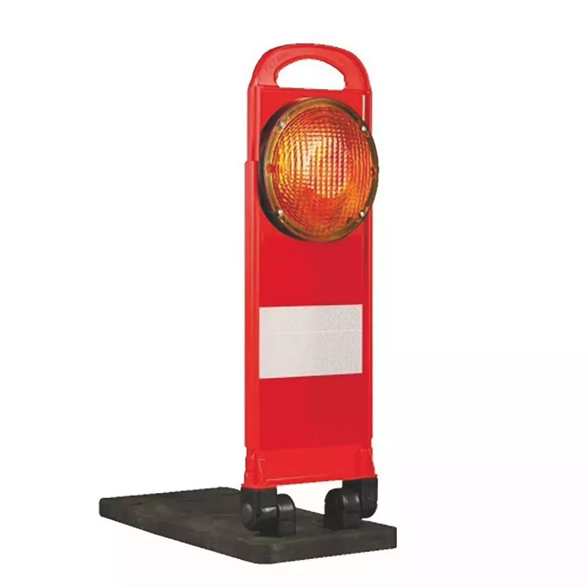 FlashMax Klappbake, rot, 710mm, mit gelber LED-Blitzleuchte, Synchronisierbar, Folie rot/weiß RA2