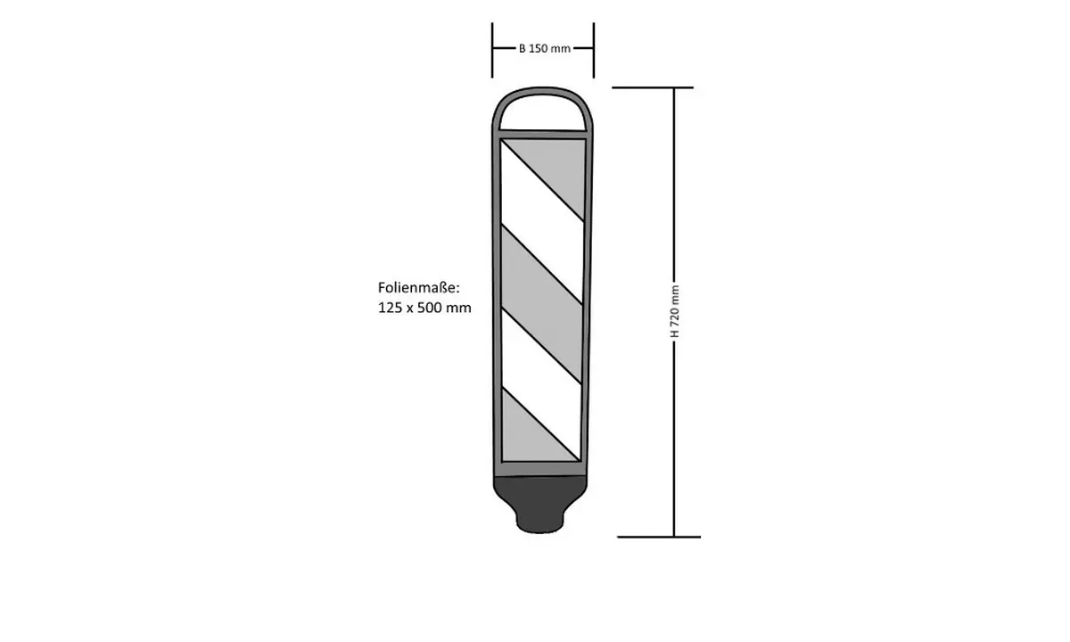 Flexible Schraffenbake Stand-Up, Br.150 x H.700 mm, eine Seite rechtsweisend und eine Seite linksweisend, ohne Standfuß